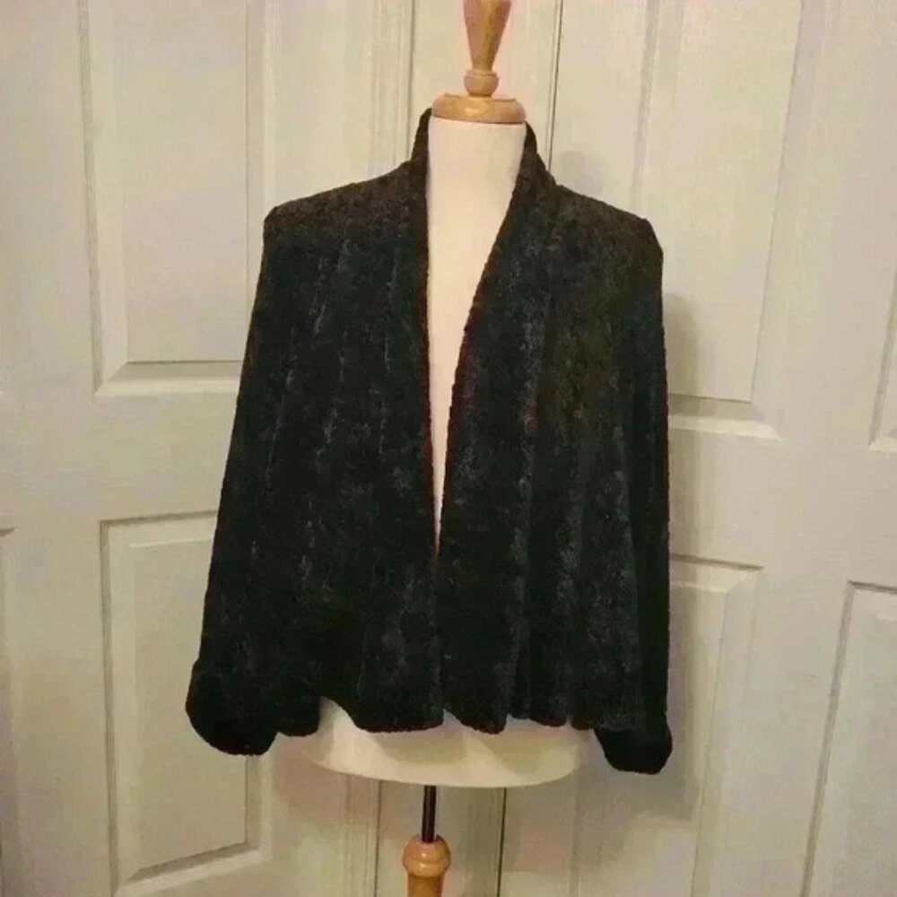 Vintage Swing Black Rockabilly Cardigan  Sweater 90s Shoulder Pads